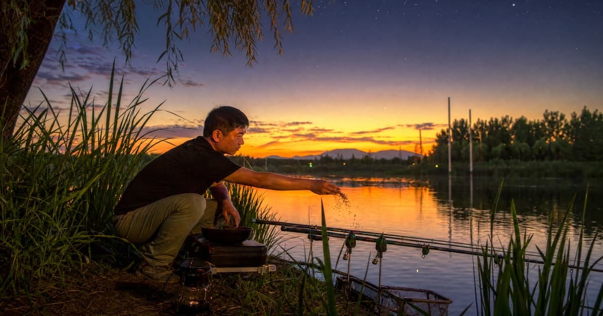 夏末夜钓打窝的最佳时间：天黑前一小时的黄金窗口